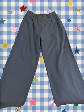 Wide Leg High-Waist Trousers in Slate navy